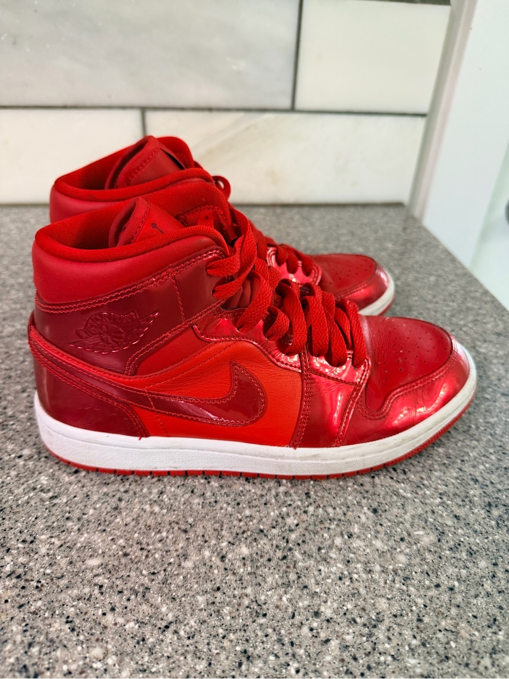 Nike Kids Red High-Top Sneakers with White Midsole